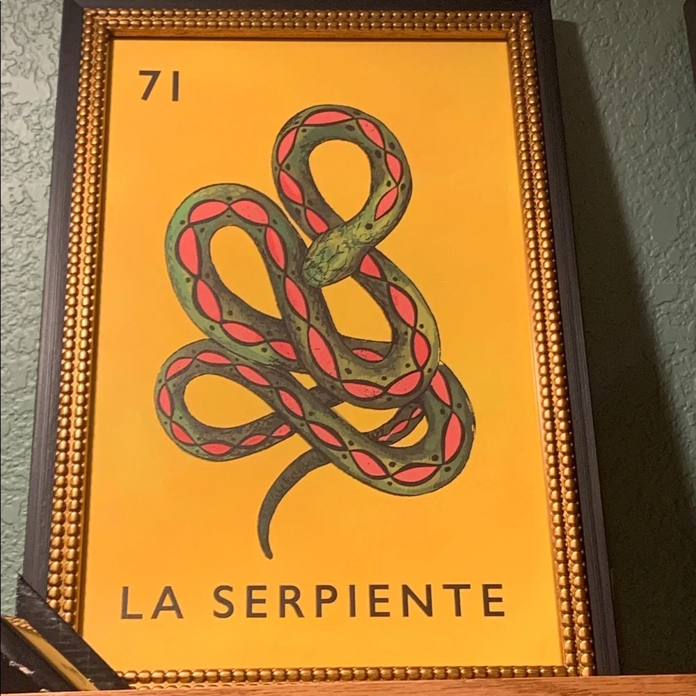 Yellow & Pink Snake Wall Art La Loteria Prints-  New Framed